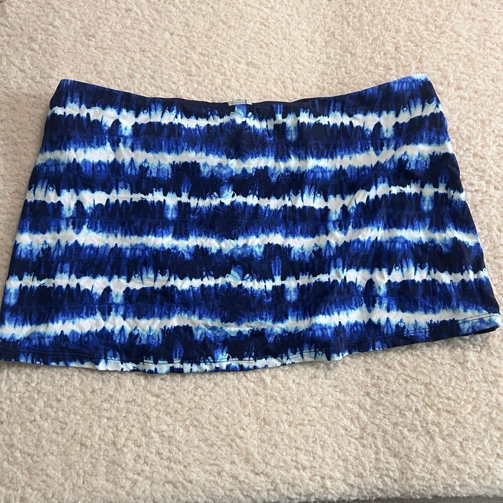 Tommy Bahama Blue Tie Dye Skirted Hipster Bathing Suit Bottom Wrap Skirt Sz M
